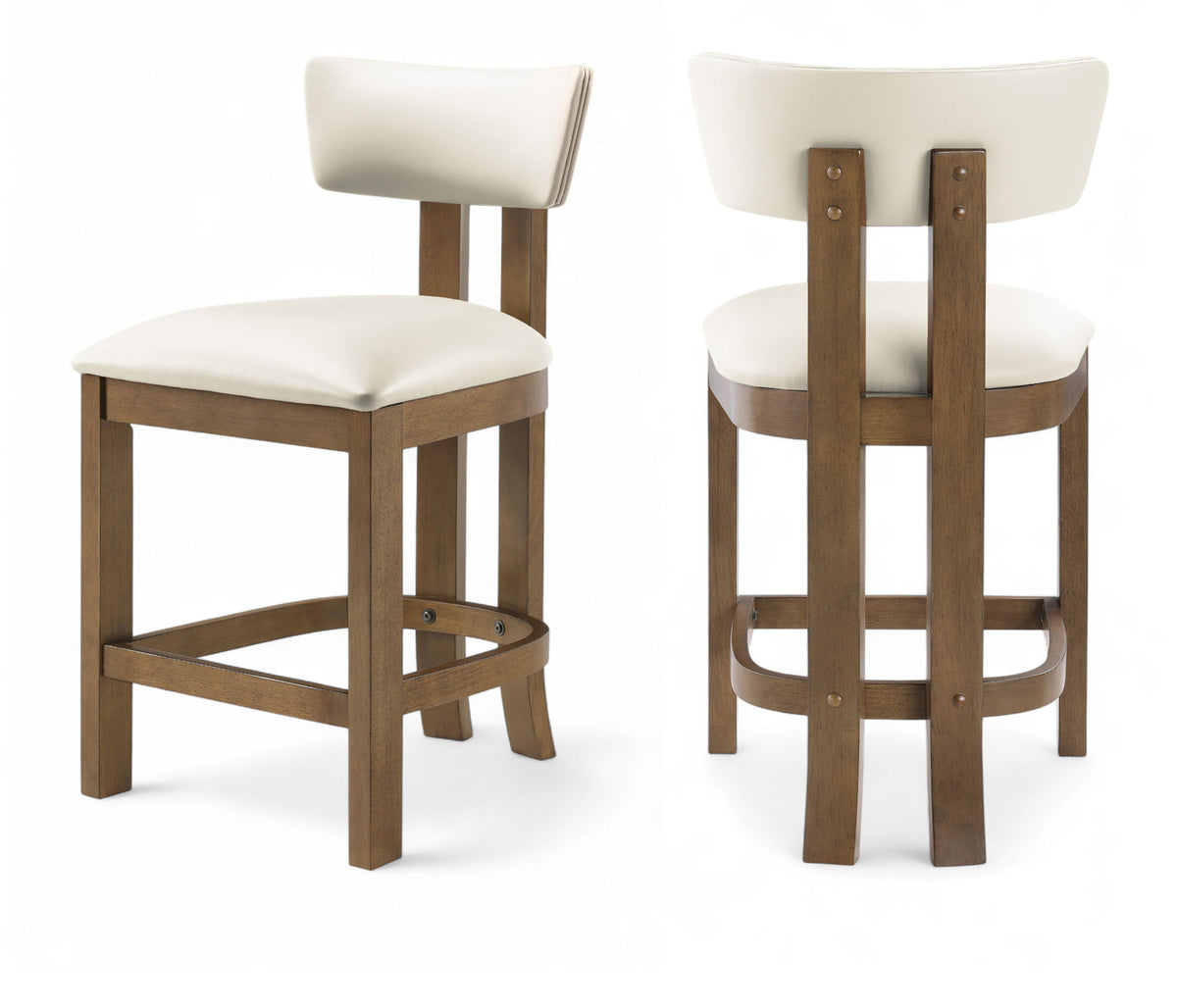Lavrin - Vegan Leather Upholstered Counter Stool (Set of 2) - Walnut Base
