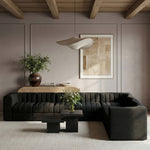Rummi - Velvet Performance Fabric Upholstered 7 Piece Modular Sectional (With 3 Corner Chairs)