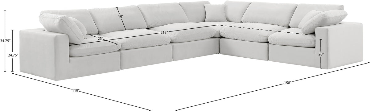 Comfy - 6 Piece Velvet Modular Corner Sectional