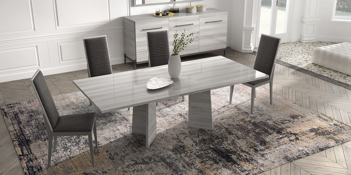 Mia - Dining Table - White / Gray / Silver