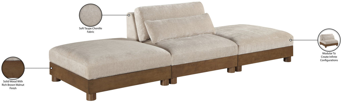 Turin - Chenille Fabric Upholstered Modular Sectional - Taupe