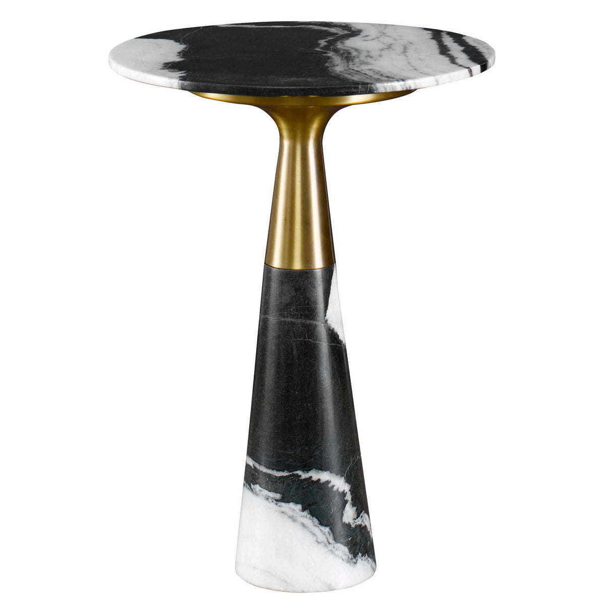 Panda - Accent Table - Black / Brass / White