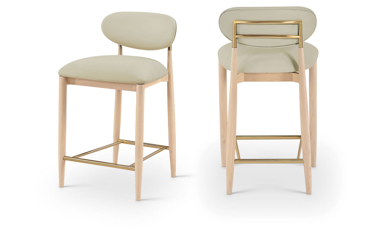 Riccio - Stool - Natural And Gold Frame