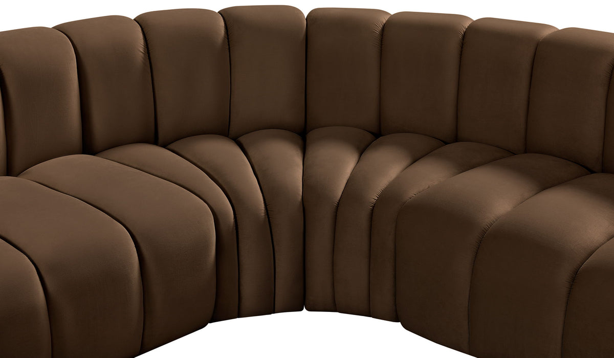 Arc - Velvet 5 Piece U-Shaped Modular Sofa