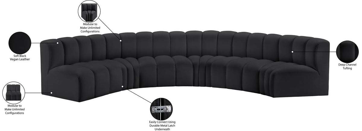Arc - Faux Leather 6 Piece U-Shaped Modular Sofa