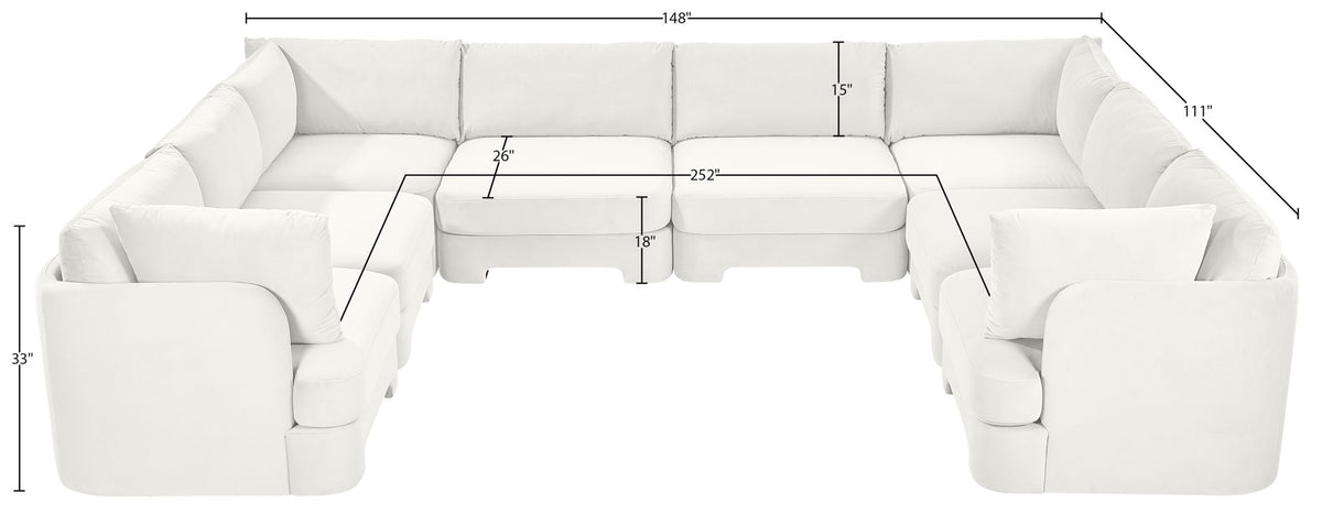 Hammond - Velvet Performance Fabric Upholstered 8 Piece U-Shaped Sectional