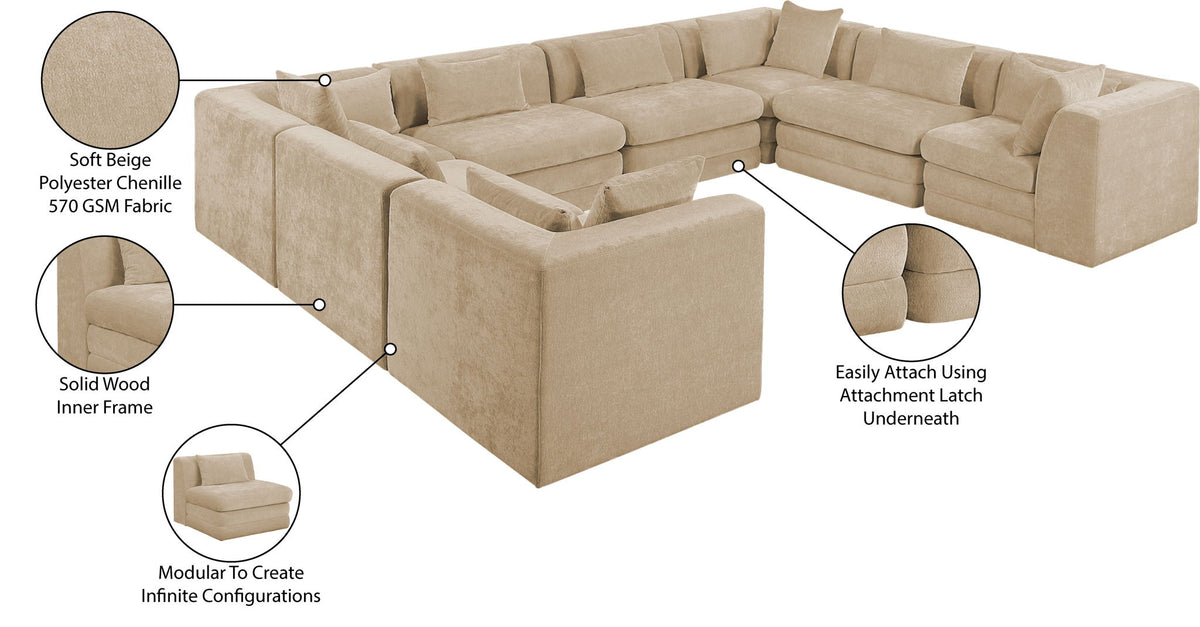 Stellar - 8 Piece Chenille Fabric Upholstered Modular Sectional