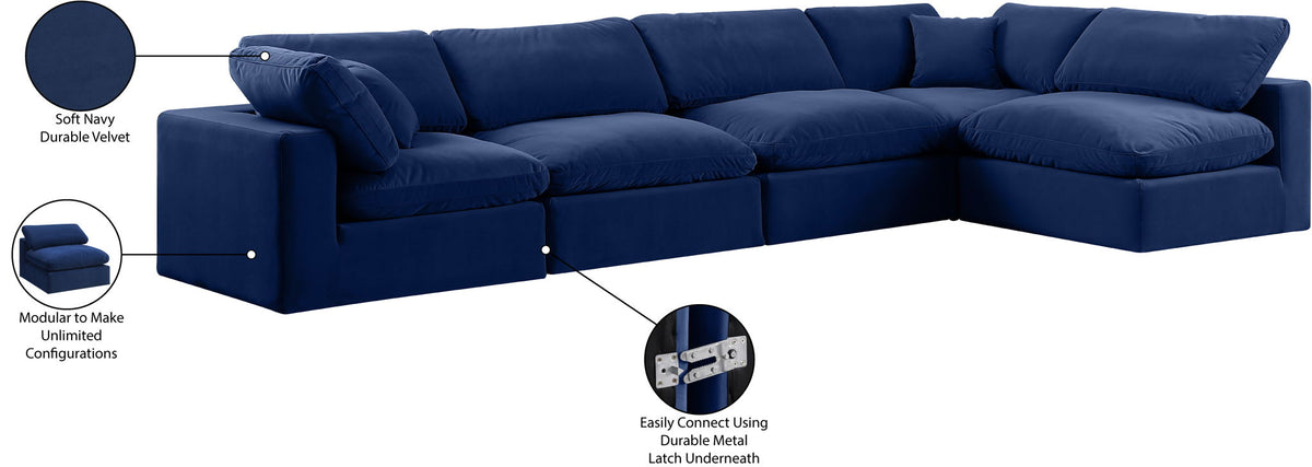 Comfy - 5 Piece Velvet Modular Sectional