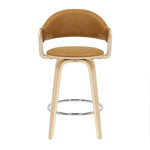 Daxton - Swivel Counter Height Round Back Wood Bar Stool With Faux Leather Seat