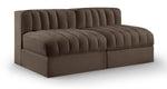 Rummi - Velvet Performance Fabric Upholstered 2 Piece Modular Armless Loveseat