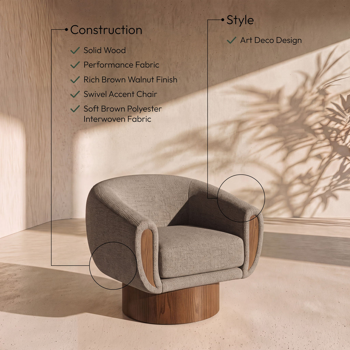 Avella - Interwoven Fabric Swivel Accent Chair