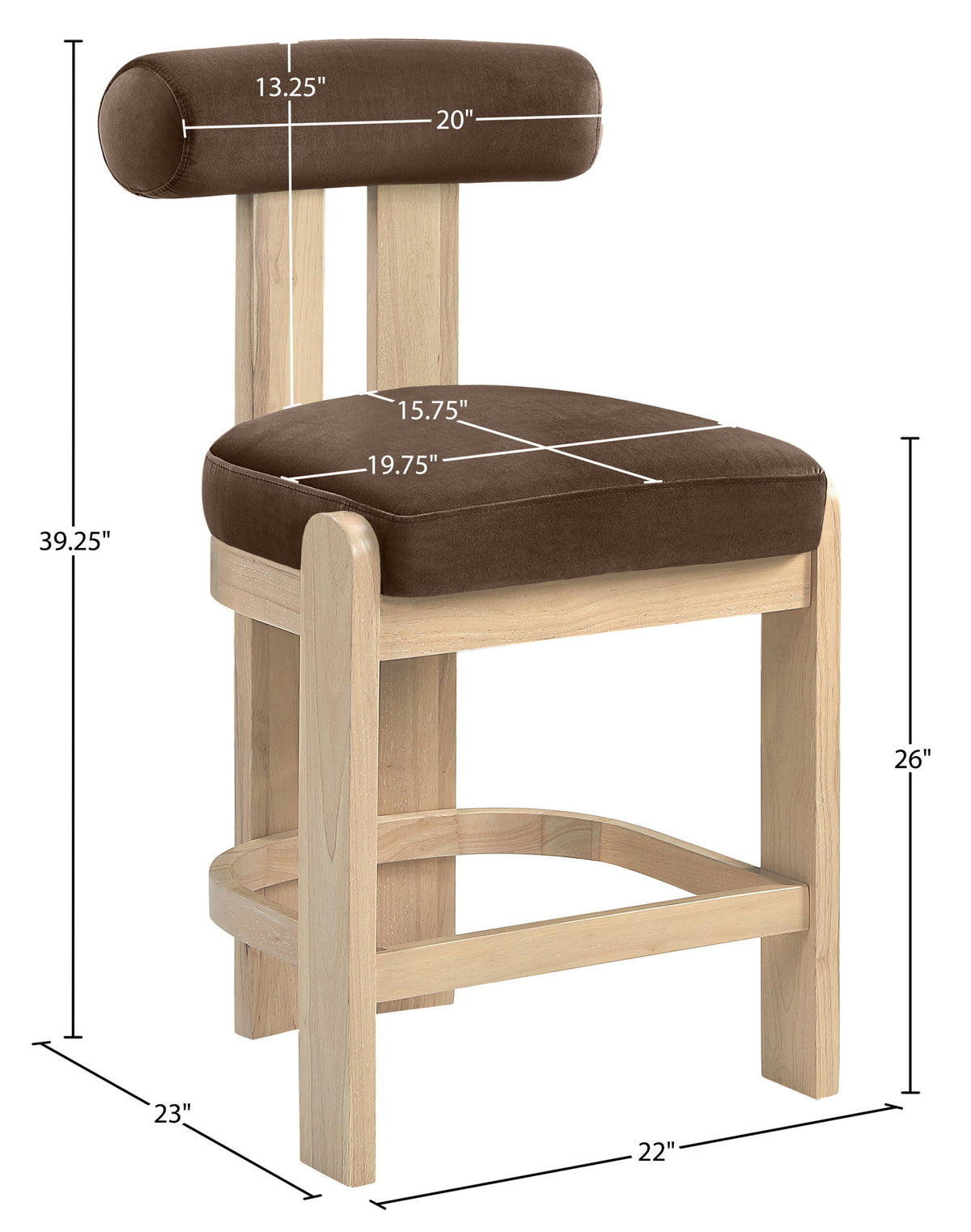 Arienzo - Velvet Performance Fabric Upholstered Counter Stool (Set of 2)