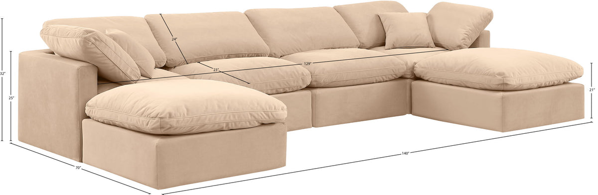 Indulge - Velvet 6 Piece Modular Double Chaise Sectional