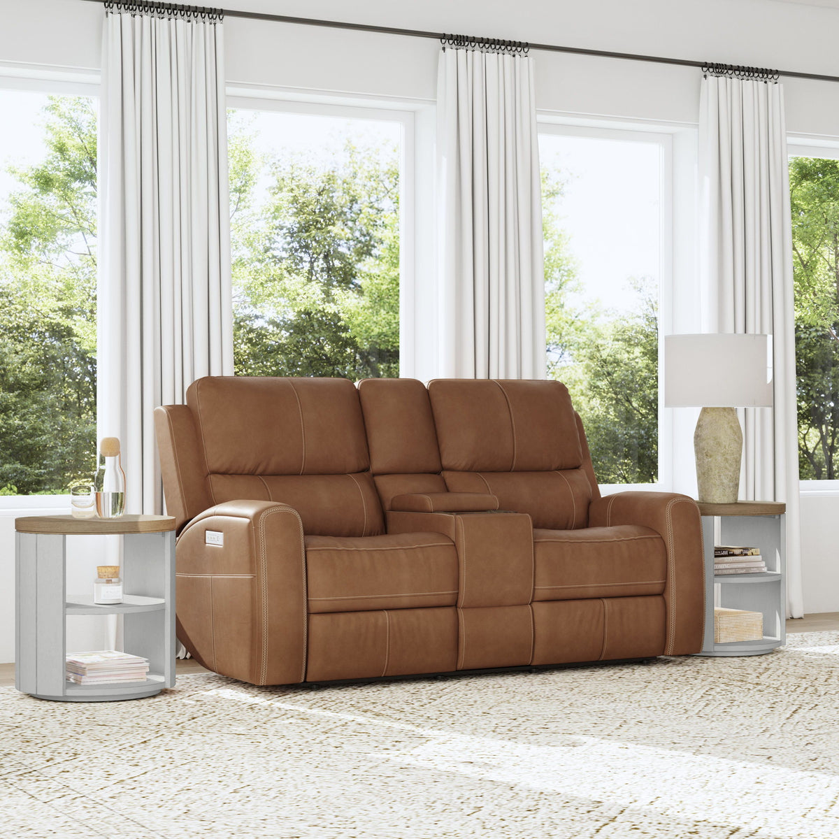 Linden - Power Reclining Loveseat With Console & Power Headrests & Lumbar