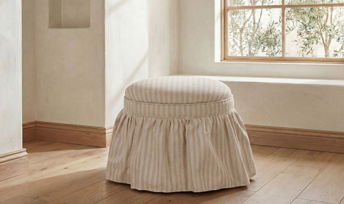 Heidi - Storage Ottoman Stripe - Beige