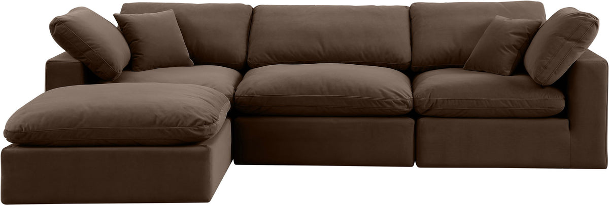 Comfy - 4 Piece Velvet Modular Sectional With Chaise