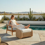Pavilion - Rattan Outdoor Ottoman With Cushions - Boucle White / Natural