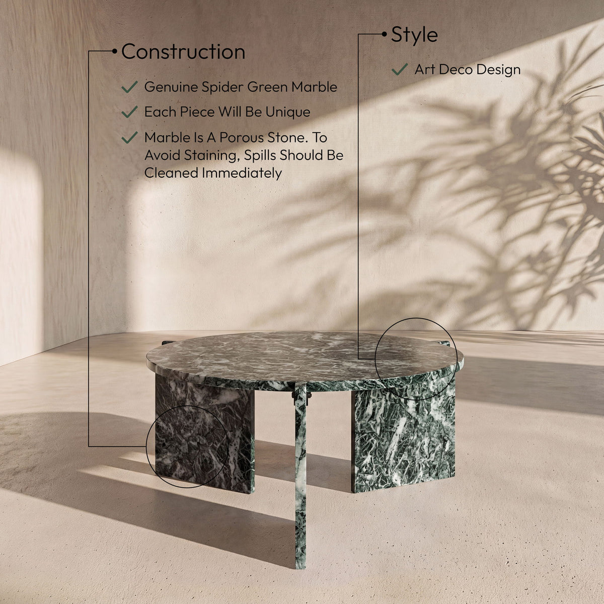 Vernazza - Genuine Marble Table