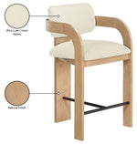 Cedra - Velvet Performance Fabric Upholstered Counter Stool - Natural Frame