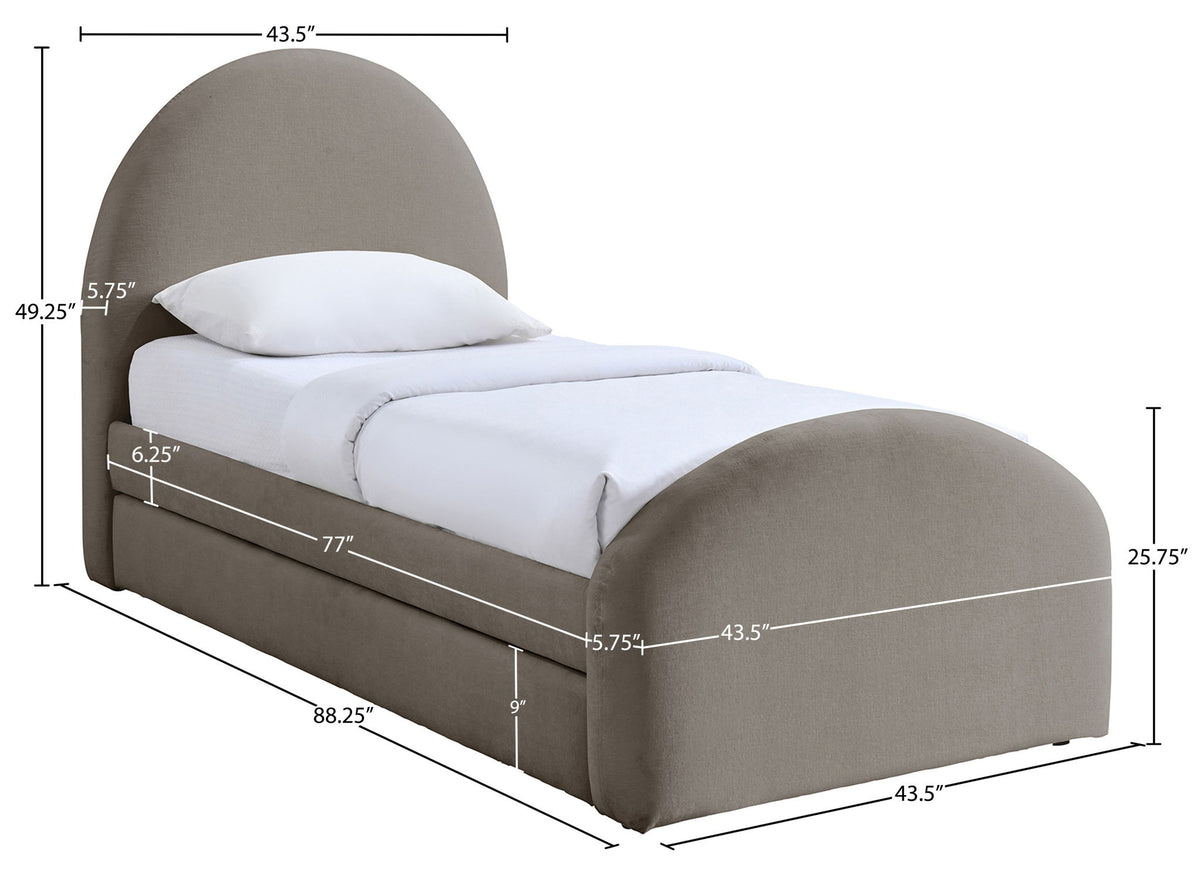 Andaz - Chenille Fabric Upholstered Trundle Bed