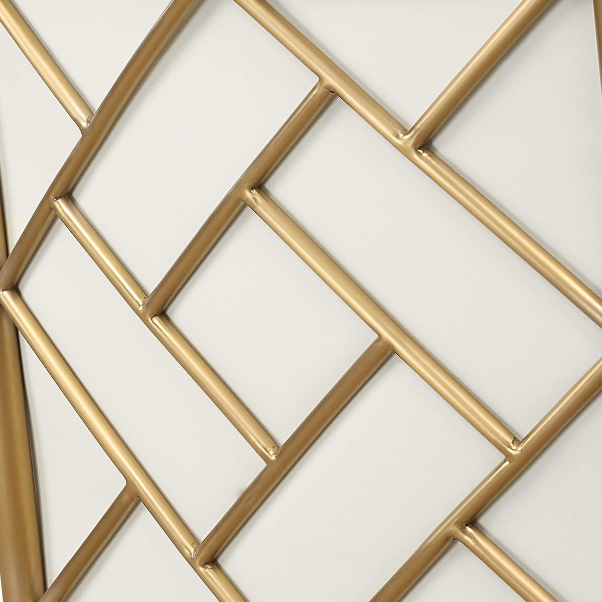 Fretwork - Dining Chair - White / Gold