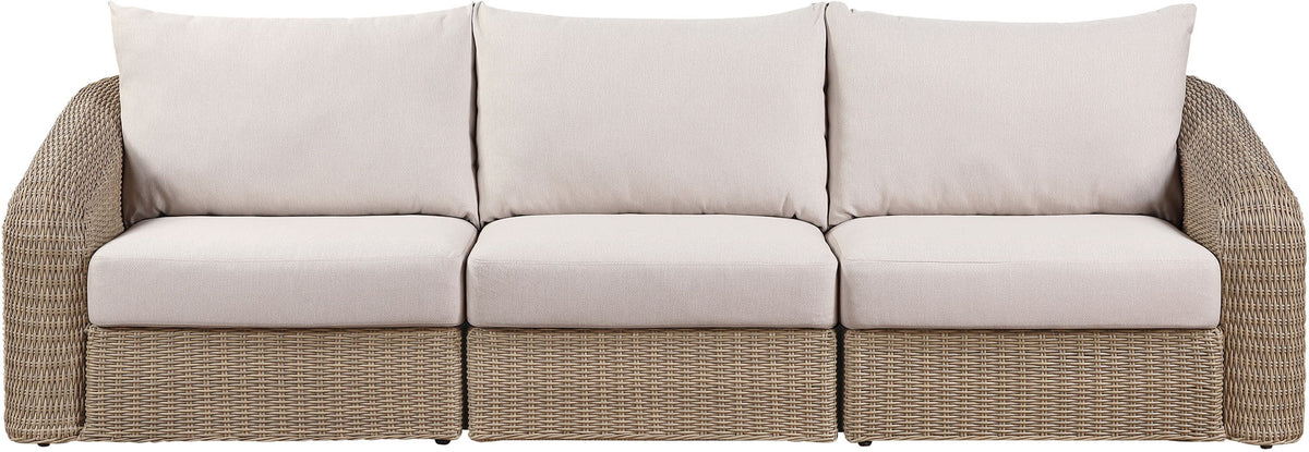 Seacrest - Olefin Water Resistant Fabric And Wicker 3 Piece Outdoor Patio Modular Sofa
