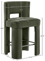 Zuno - Velvet Performance Fabric Upholstered Counter Stool (Set of 2)