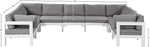 Nizuc - Outdoor Patio 9 Piece Modular Sectional With White Frame