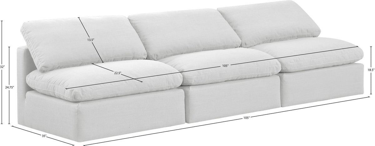 Indulge - Linen 3 Piece Modular Armless Sofa - White