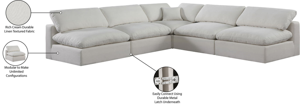 Comfy - 5 Piece Linen Modular Corner Armless Sectional