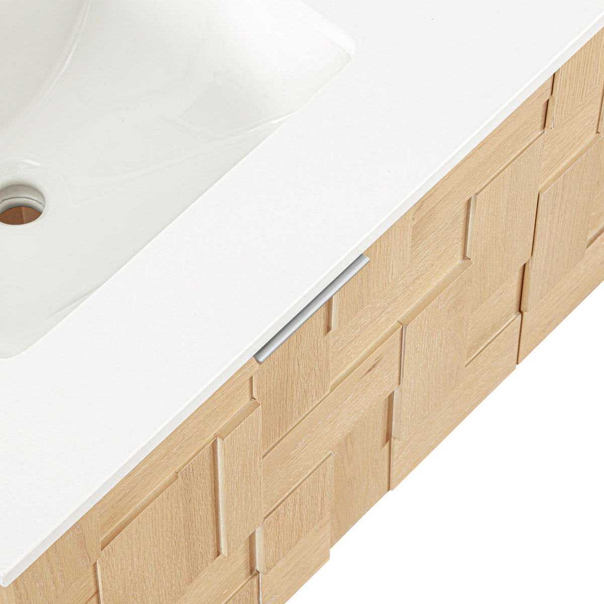 Leonardo - Engineered Stone And Solid Wood 24" Wall Mounted Bathroom Vanity