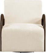 Neria - Chenille Fabric Upholstered Swivel Accent Chair - Painted Brown Base