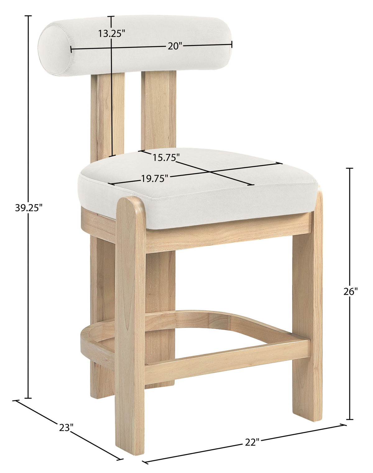 Arienzo - Velvet Performance Fabric Upholstered Counter Stool (Set of 2)