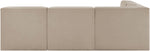 Rummi - Armless Velvet Performance Fabric Upholstered 4 Piece Modular Sectional