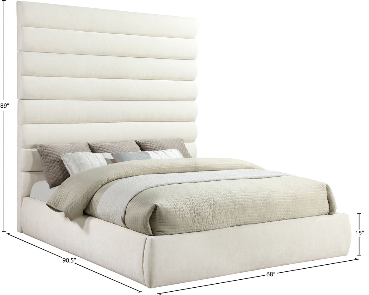 Adam - Chenille Fabric Bed With 89" Headboard