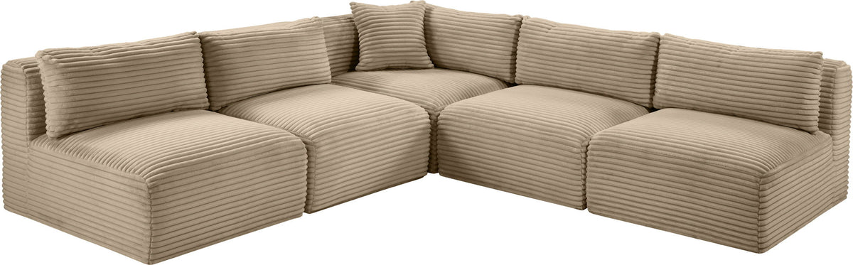 Shaggy - Fabric 5 Piece Modular Corner Armless Sectional