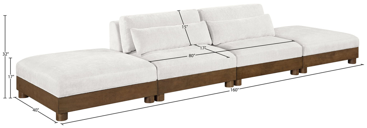 Turin - Chenille Fabric Upholstered Modular Sectional - Cream