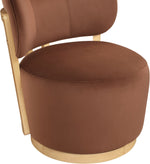 Elara - Velvet Upholstered Swivel Accent Chair - Stained Natural