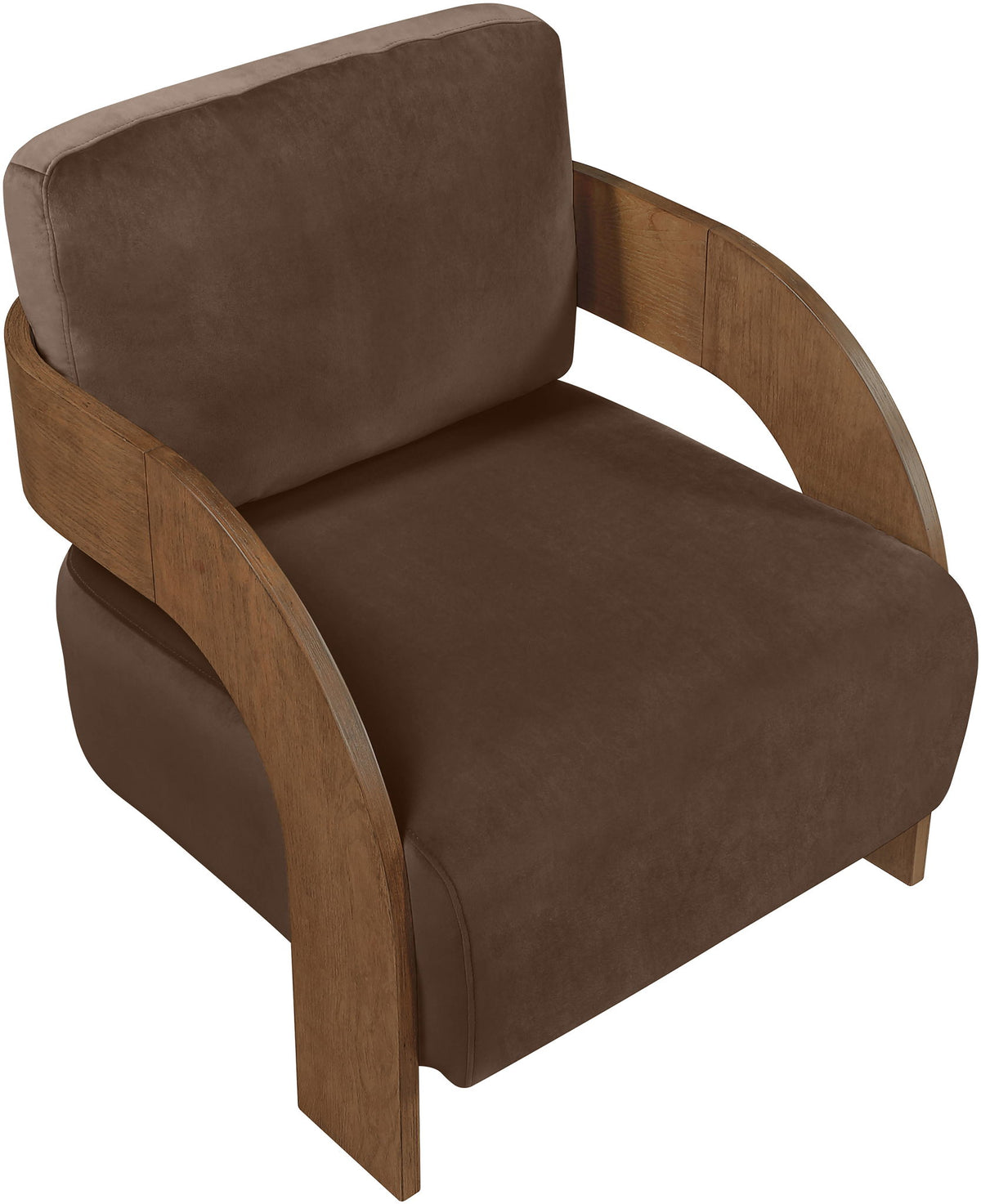 Cedra - Velvet Performance Fabric Upholstered Accent Chair - Brown Frame