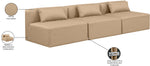 Cube - Modular 3 Piece Armless Sofa - Tan