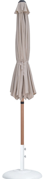 Fiji - Aluminum Patio Umbrella With Round White And Teak Base