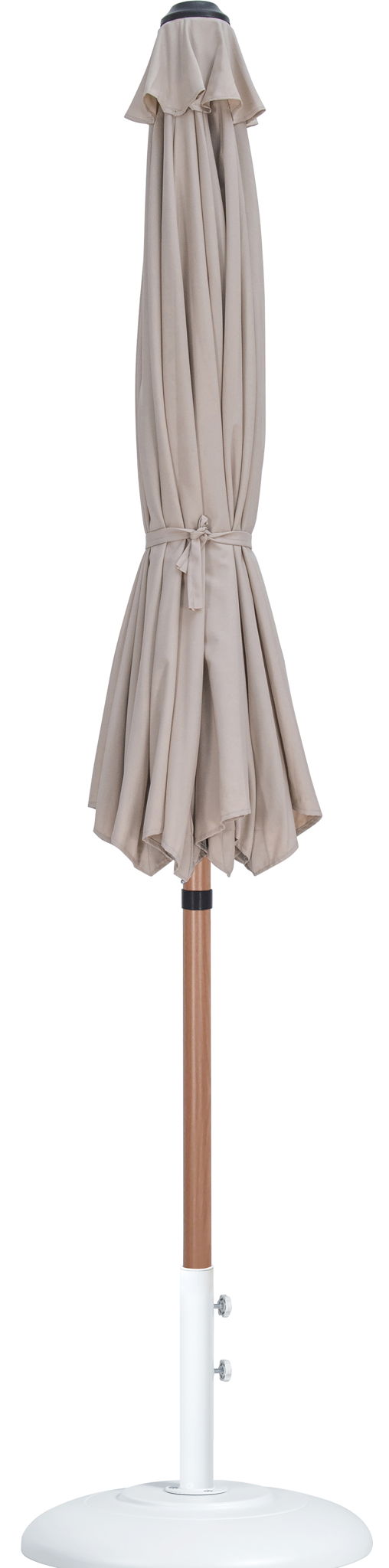 Fiji - Aluminum Patio Umbrella With Round White And Teak Base