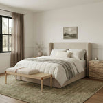 Nara - Linen Textured Fabric Upholstered Bench - Painted Natural