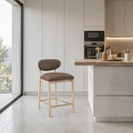 Riccio - Stool - Natural And Gold Frame