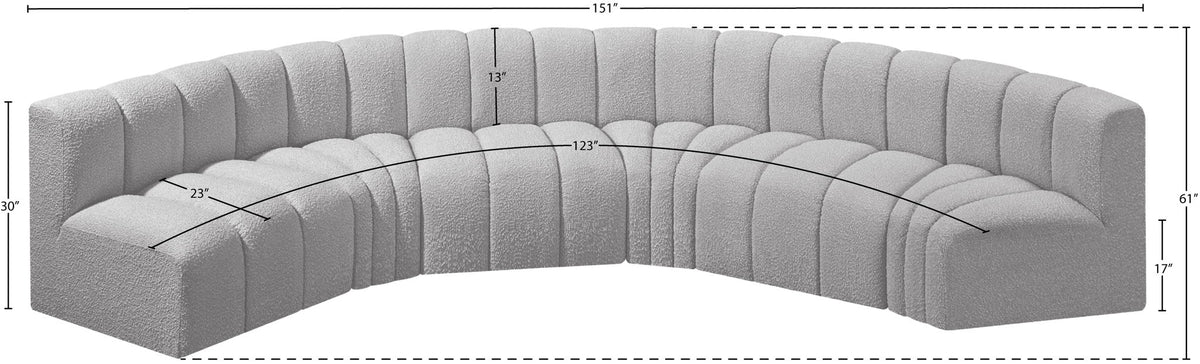Arc - Boucle Fabric 6 Piece U-Shaped Modular Sofa