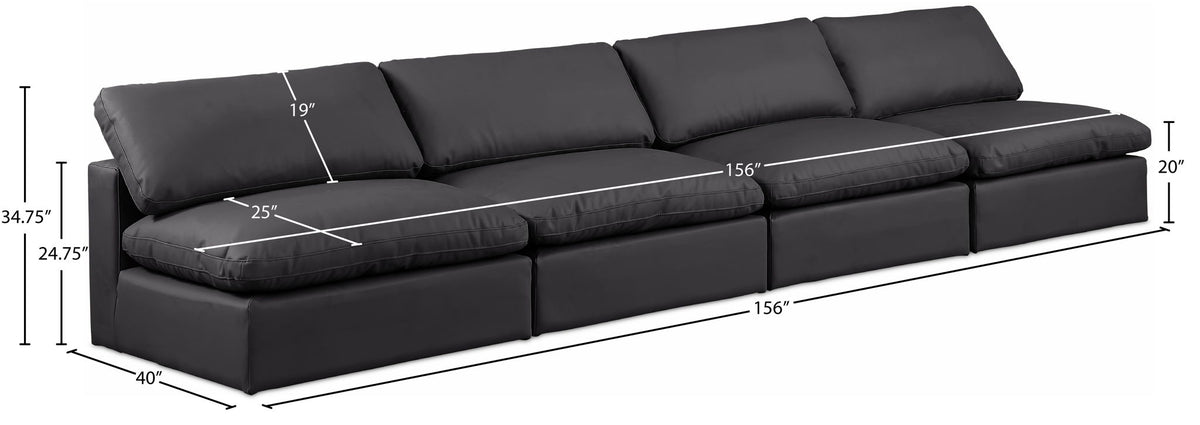Comfy - Faux Leather Modular Armless Sofa 4 Seats