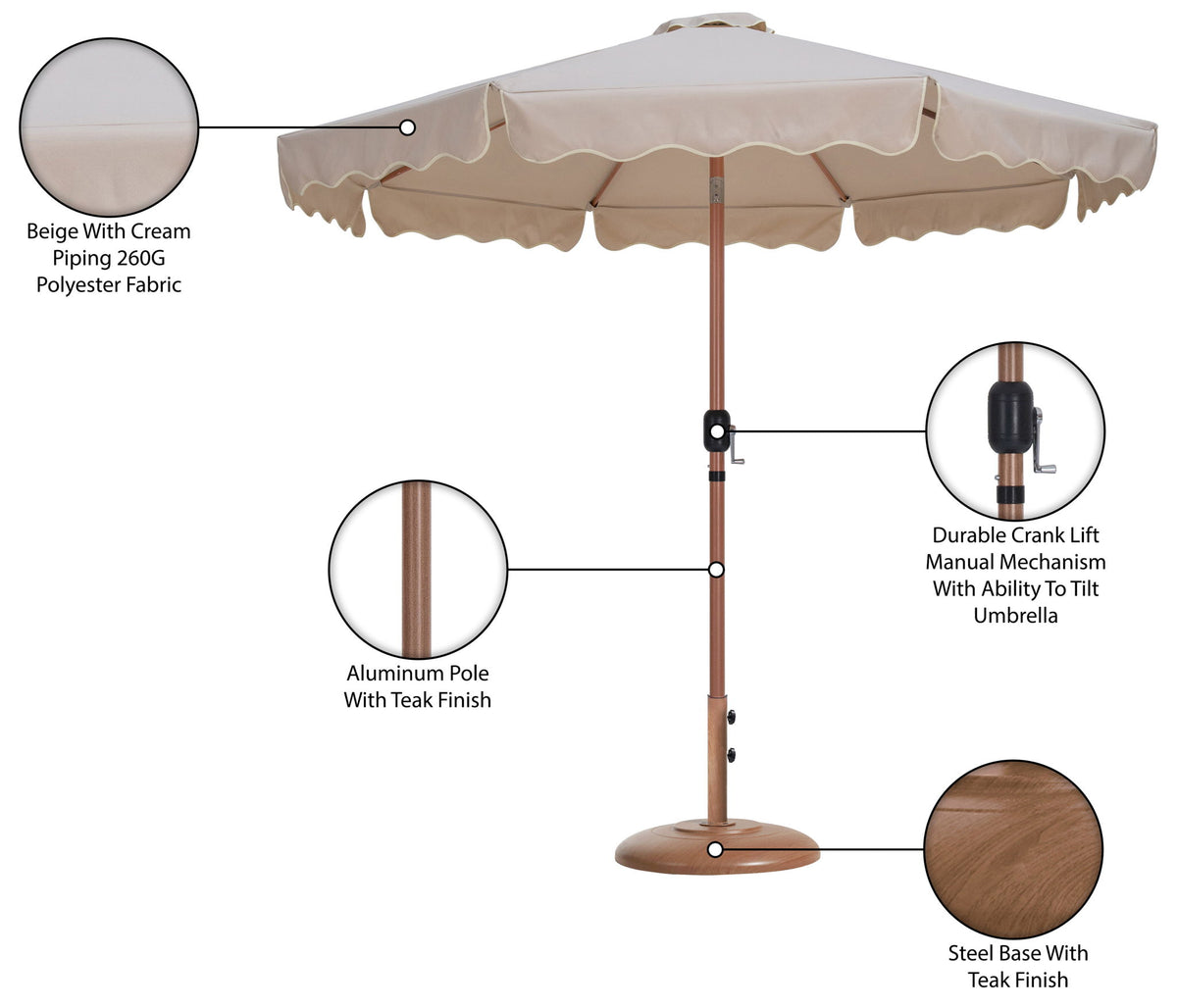 Amalfi - Patio Umbrella - Light Brown Base / Light Brown Pole