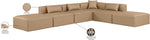 Cube - 6 Piece Modular Corner Armless Sectional - Tan