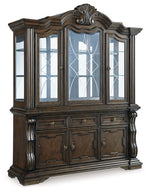 Maylee - 11 Pc. - Dining Extension Table, 4 Side Chairs, 2 Arm Chairs, Storage Bench, Buffet And Hutch - Dark Brown