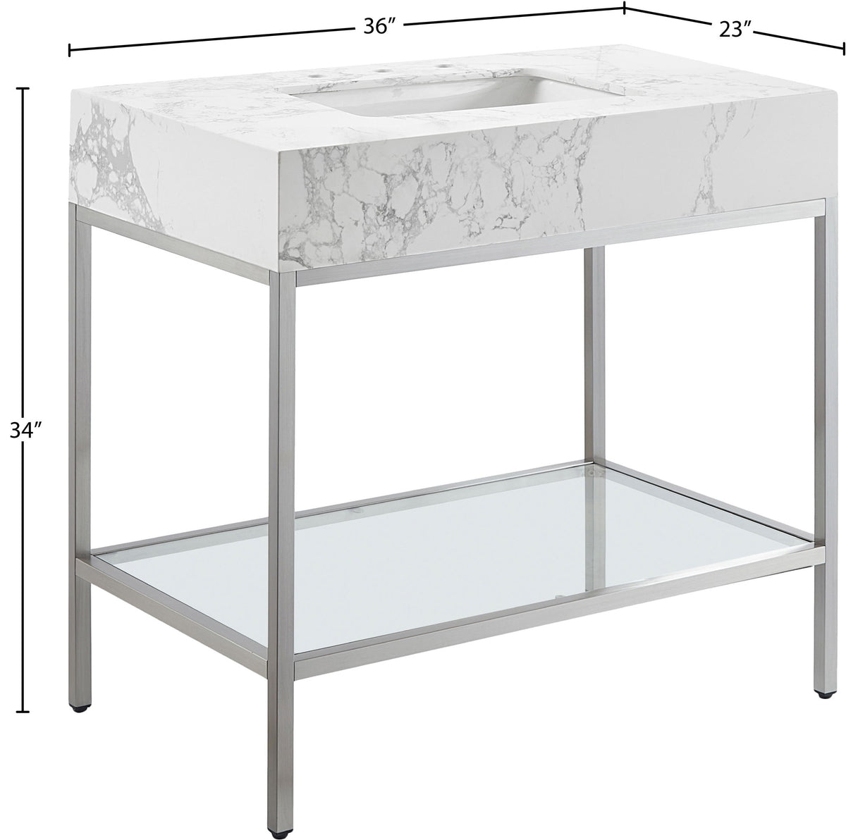 Marmo - Engineered Marble Bathroom Vanity With Chrome Base